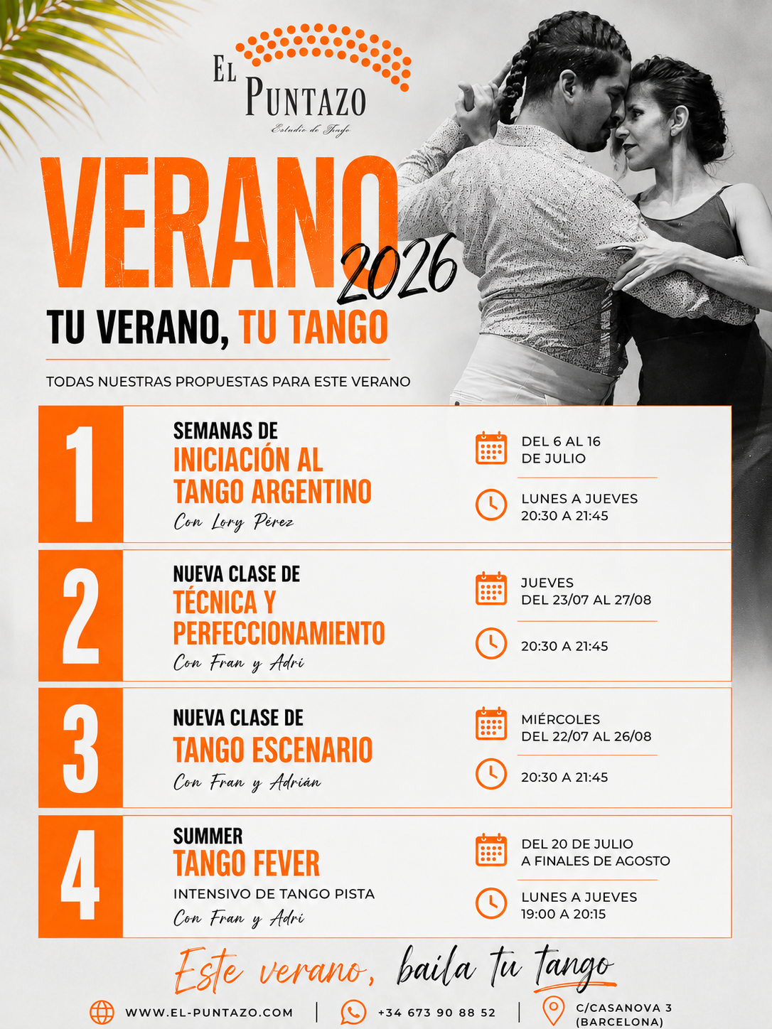 horarios clases de tango