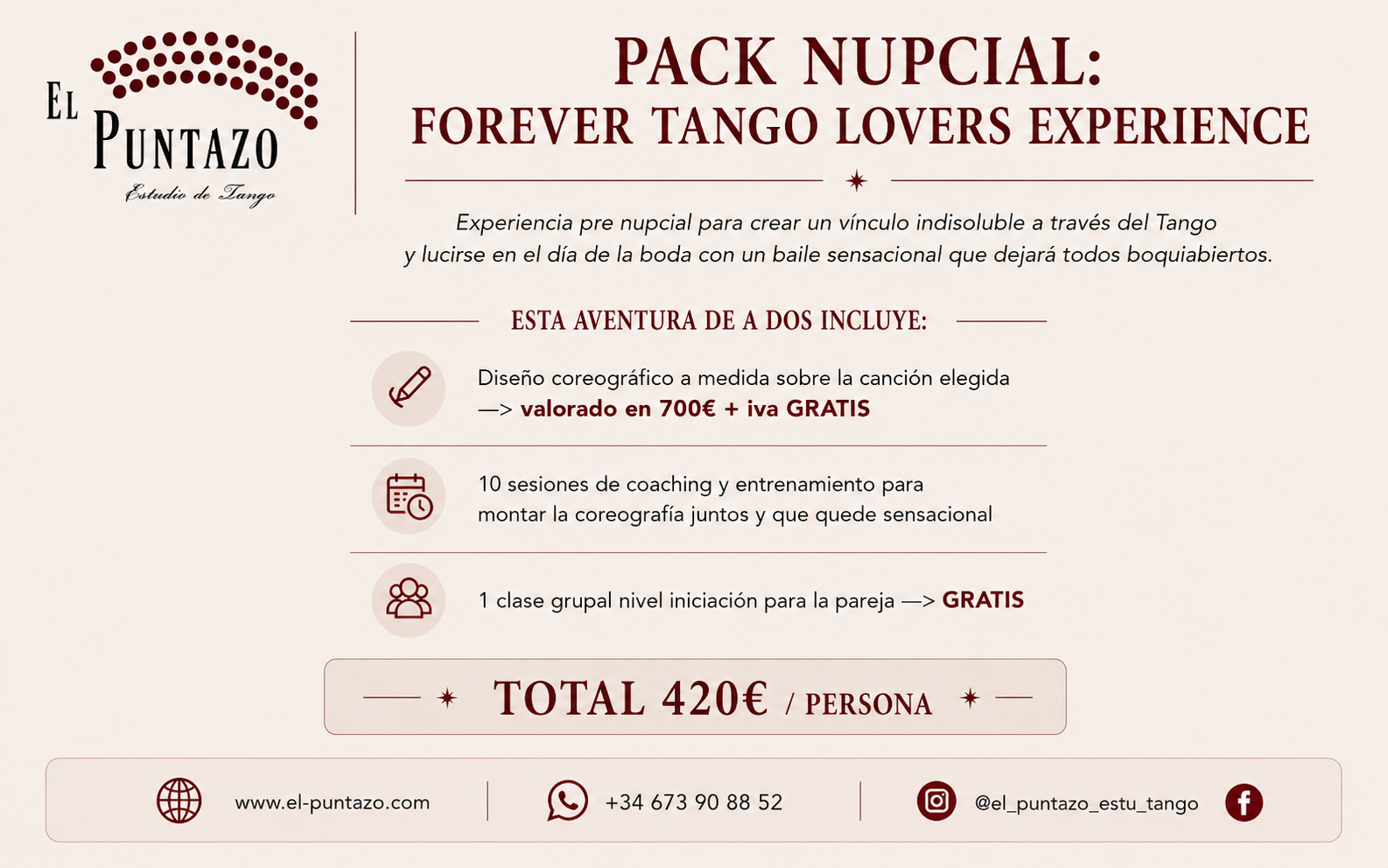 Total: €420 / person